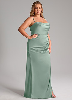 Azazie Leonis Bridesmaid Dresses Agave Mermaid Pleated Stretch Satin Convertible Dress image13