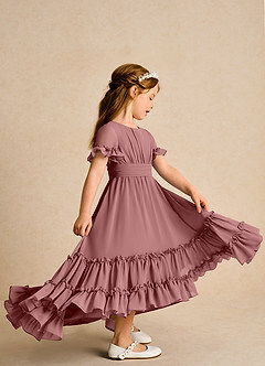 Azazie Kass Flower Girl Dresses Desert Rose A-Line Pleated Chiffon Dress image5