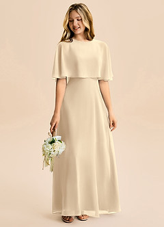 Azazie Maris Junior A라인 쉬폰 플로어 길이 주니어 신부 들러리 드레스 image6