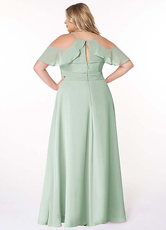 Azazie Dakota Bridesmaid Dresses Agave A-Line V-Neck Pleated Chiffon Dress image9