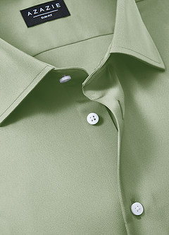 front Julian Salvia Polvorienta Camisa de vestir de satén elástico