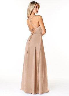 Azazie Madaleine Final Sale English Rose A-Line Pleated Stretch Satin Dress image6