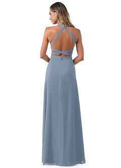 Azazie Clarice Bridesmaid Dresses A-Line Halter Chiffon Floor-Length Dress image4