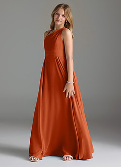 Azazie Dallas Junior Burnt Orange A-Line Pleated Chiffon Dress image4