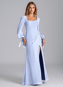 Azazie Leigh Final Sale Ice Mermaid Long Sleeve Chiffon Dress image6