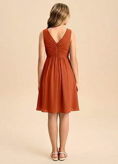 Azazie Skyla Junior Vestido de Naranja Quemada de Gasa de Corte en A con Plisado image2