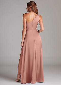Azazie Brooke Bridesmaid Dresses Rosette A-Line One Shoulder Stretch Satin Dress image7