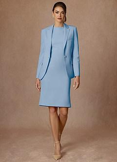front Kennedy Sky Blue Structured Stretch Jacket and Dress Suit Set