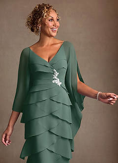 Azazie Arabinda Brudens mor kjoler Skede Ruchede Chiffon Gulv-længde Kjole image5