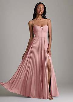 Azazie Akiko Abiti da Damigella Abito A-Line in Chiffon Scollo a Cuore Rosa Polverosa image1