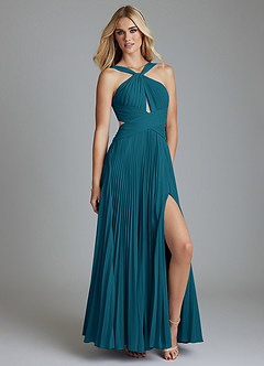 Azazie Hosanna Abiti da Damigella Abito A-Line in Chiffon Plissettato Blu Inchiostro image1