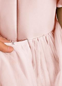 Azazie Cocoa Blumenmädchenkleider Ballkleid Plissee Tüll Kleid Zartrosa image8