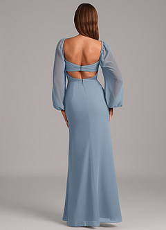 Azazie Brixley Abiti da Damigella Abito Sirena in Chiffon Manica Lunga Blu Polveroso image2