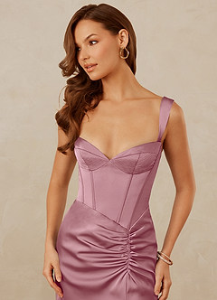 Christian Siriano Bridal for Azazie 1017 Final Sale Vintage Mauve Sheath Sweetheart Neckline Stretch Satin Dress image2