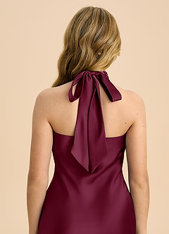 Azazie Chickie Junior Etui Plissee Stretch-Satin Kleid Maulbeerrot image6