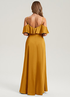 Azazie Jean Jurken voor bruidsmeisjes Jurk van Stretch Satijn met A-Lijn Off the Shoulder Boterbabbelaar image2