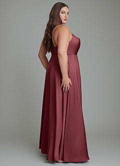 Azazie Sarella Brautjungfernkleider A-Linie Plissee Stretch-Satin Kleid Merlot image7