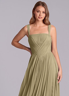 Azazie Mina Bridesmaid Dresses Moss Green A-Line Pleated Chiffon Dress image2