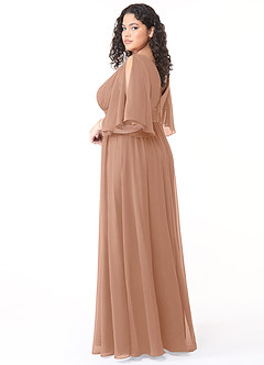 Azazie Temeka Bridesmaid Dresses Champagne Rose A-Line Ruched Chiffon Dress image10