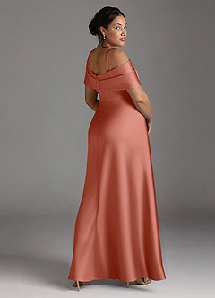 Azazie Milton Mère de la mariée Robes Robe Trapèze en Satin extensible Plissée Rose Saumon image12