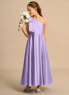 Azazie Guppy Junior Formal Flower Girl Klänningar Klä A-Line i Matt satäng Ena axeln image4