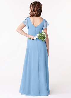 Azazie Omari Junior Powder Blue A-Line Ruched Chiffon Dress image2