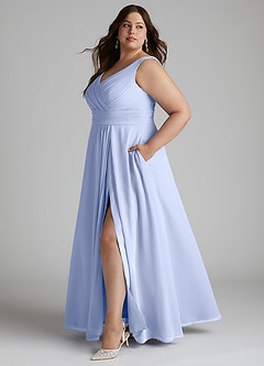 Azazie Karina Bridesmaid Dresses Ice A-Line Pleated Chiffon Dress image12