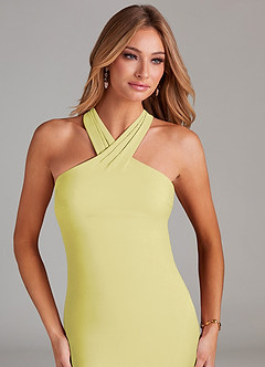 Azazie Doretta Bridesmaid Dresses Lemon Sorbet Mermaid Pleated Chiffon Dress image5