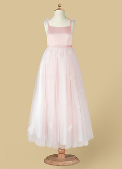 Azazie Doe Flower Girl Dresses Blushing Pink A-Line Lace Tulle Dress image10