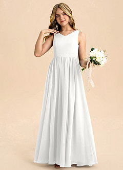 Azazie Hathaway Junior White A-Line Bow Chiffon Dress image5
