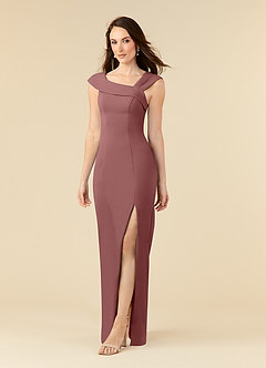 Azazie Ellen Mother of the Bride Dresses Desert Rose Sheath Side Slit Stretch Crepe Dress image8