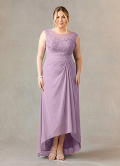 Wisteria Azazie Endora Wisteria A-line Scoop Lace Chiffon Dress 