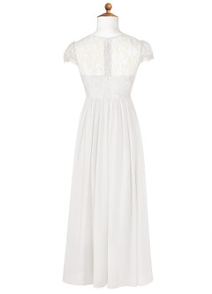 Azazie Delevingne Junior Linia A Koronka Szyfon Długość podłogi Młodsza druhna Sukienka image7