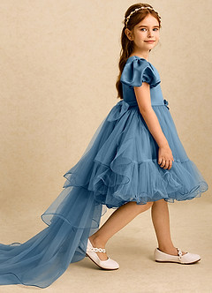 Azazie Cocoa Abiti da Ragazza di Fiori Abito Principessa in Tulle Plissettato Bermuda image4