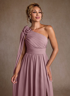 Azazie Lancaster Moeder van de bruid jurken A-Lijn Jurk van Chiffon One-Shoulder Stoffige Roos image6