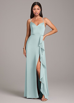 Azazie Naeem Bridesmaid Dresses Mist A-Line Stretch Satin Dress image4