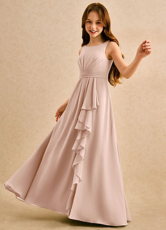 Azazie Chibi Girls Formal Abiti da Ragazza di Fiori Abito A-Line in Chiffon Plissettato Rosa Inglese image5