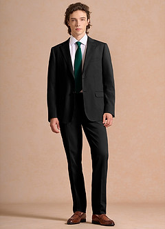 front Carter Sort Jakkesæt i bomulds- og hørblanding