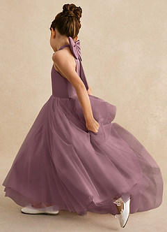 Azazie Bev Flower Girl Dresses Vintage Mauve A-Line Convertible Tulle Dress image7