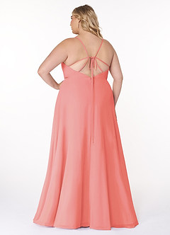 Azazie Everleigh Final Sale Coral A-Line Sweetheart Pleated Chiffon Dress image9