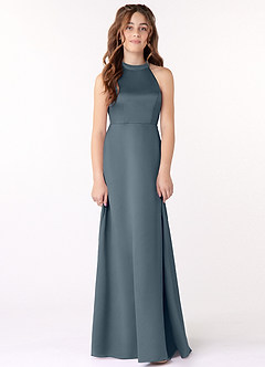 Azazie Laurel Junior Twilight A-Line Stretch Satin Dress image1