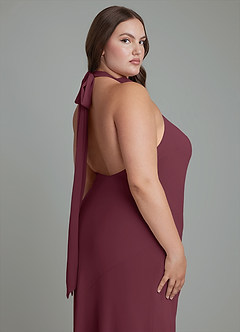 Azazie Velli Bridesmaid Dresses Cabernet Mermaid High Neck Chiffon Dress image14
