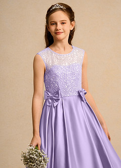 Azazie Candy Girl Flower Girl Klänningar Klä Balklänning i Matt satäng Rosett image2