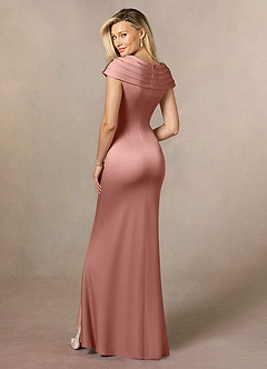 Azazie Anderson Mère de la mariée Robes Robe Trapèze en Satin extensible Plissée Rosette image5