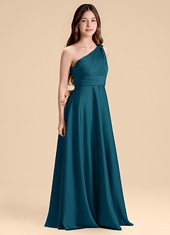 Azazie Charlize Junior Klä av A-Line i Stretch Satin Plisserad image3