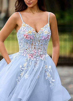 Goartrume Sky Blue Mermaid Tulle Prom Dress image3
