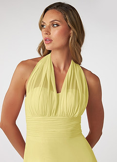 Azazie Fifi Bridesmaid Dresses Lemon Sorbet A-Line Strapless Chiffon Convertible Dress image11
