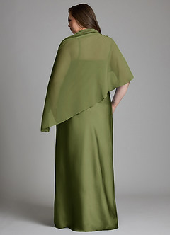 Azazie Jaleesa Robes de demoiselle d'honneur Robe Fourreau en Satin extensible Col haut Olive image12