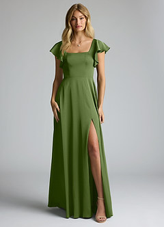 Azazie Bondi Bridesmaid Dresses Juniper A-Line Bow Stretch Satin Dress image5