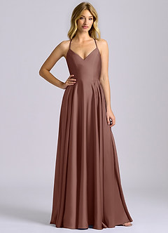 Azazie Truce Bridesmaid Dresses Espresso A-Line Stretch Satin Dress image3